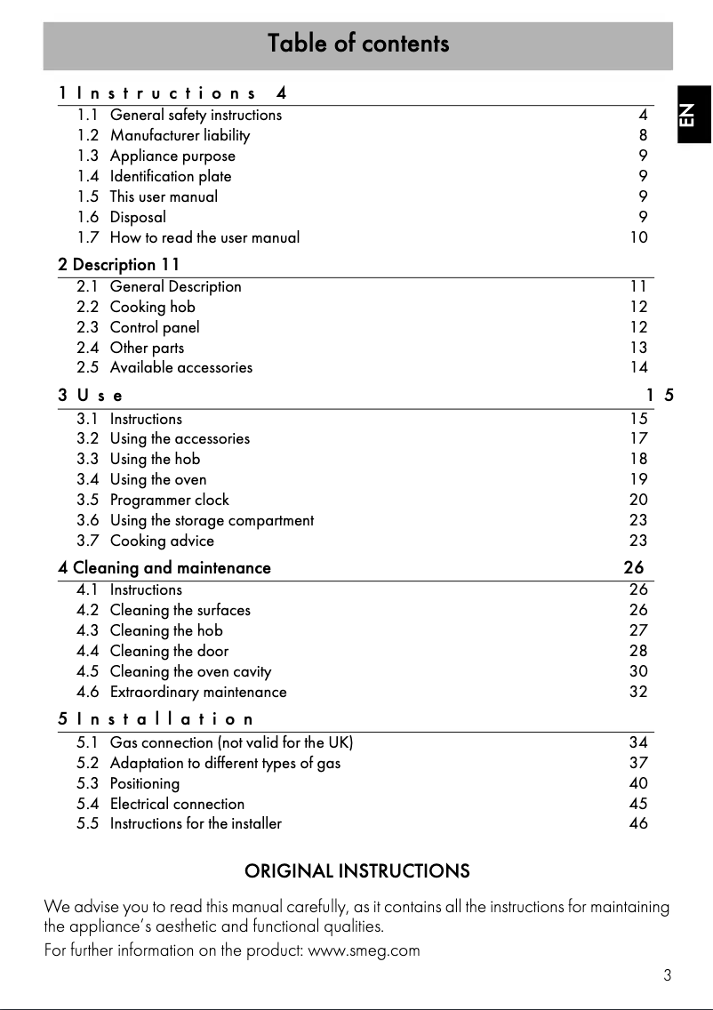 Page n°1 - Fiche technique Smeg SUK61MX9