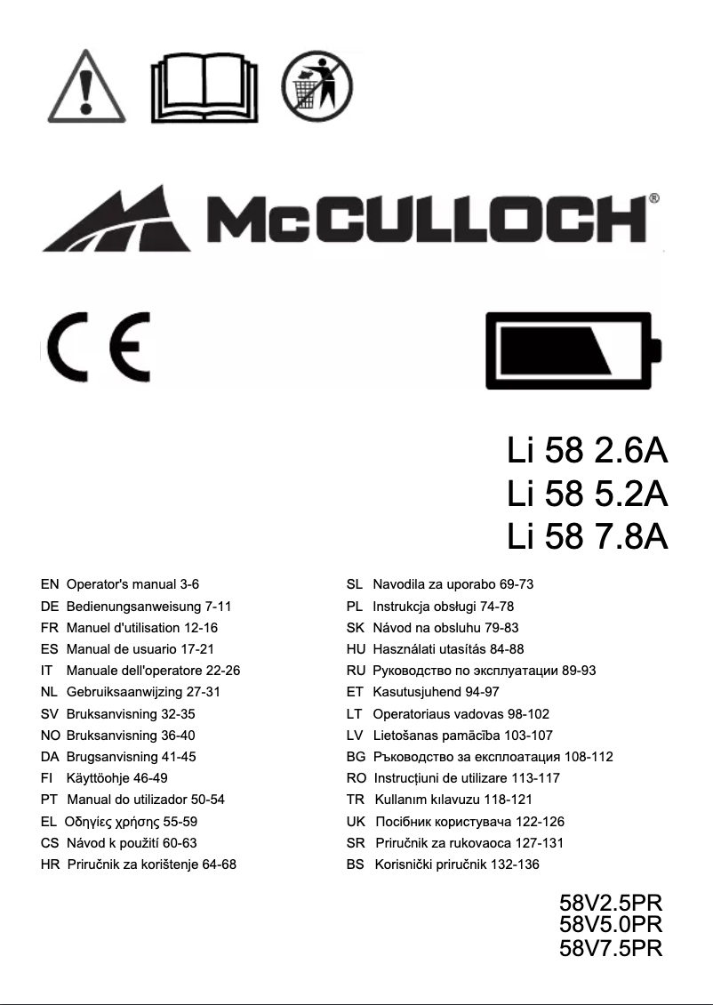Image de la première page du manuel de l'appareil Li 58 2.6A
