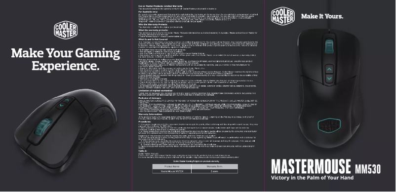 Page 1 de la notice Manuel utilisateur Cooler Master MasterMouse MM530