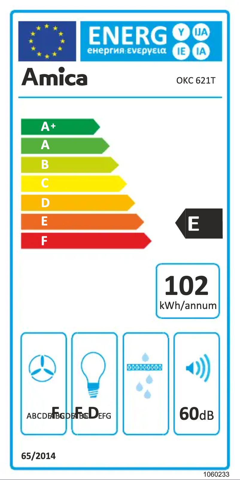 Page n°1 - Label énergétique Amica OKC621T