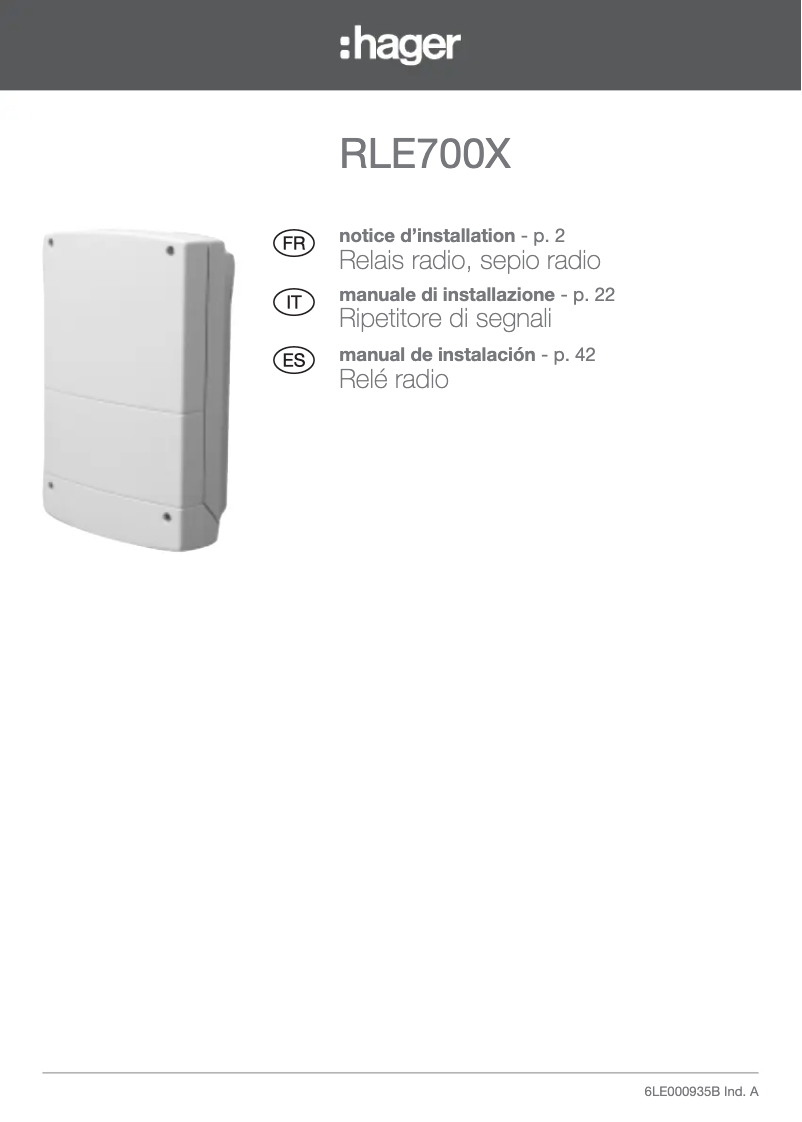 Page 1 de la notice Manuel utilisateur Hager RLE700X