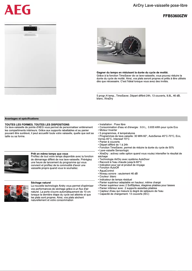 Page n°1 - Fiche technique AEG FFB53600ZW