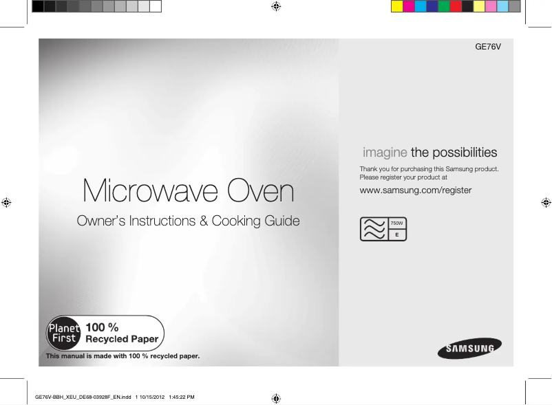 Page 1 de la notice Manuel utilisateur Samsung GE76V-BBH