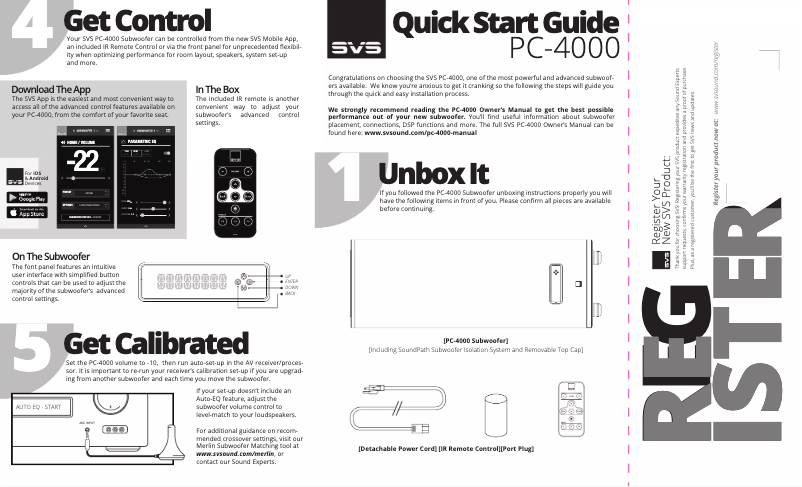 Page 1 de la notice Guide de démarrage rapide SVS PC-4000