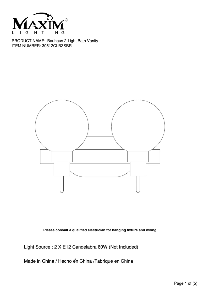 Image de la première page du manuel de l'appareil Bauhaus 30512CLBZSBR