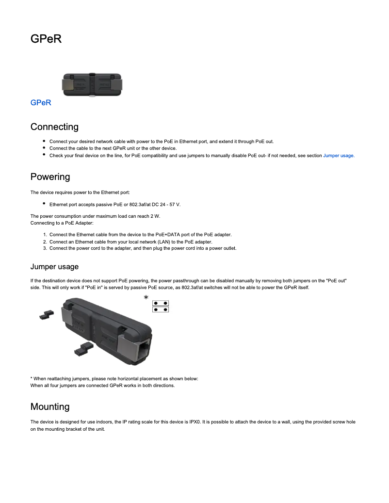 Page 1 de la notice Manuel utilisateur Mikrotik GPeR