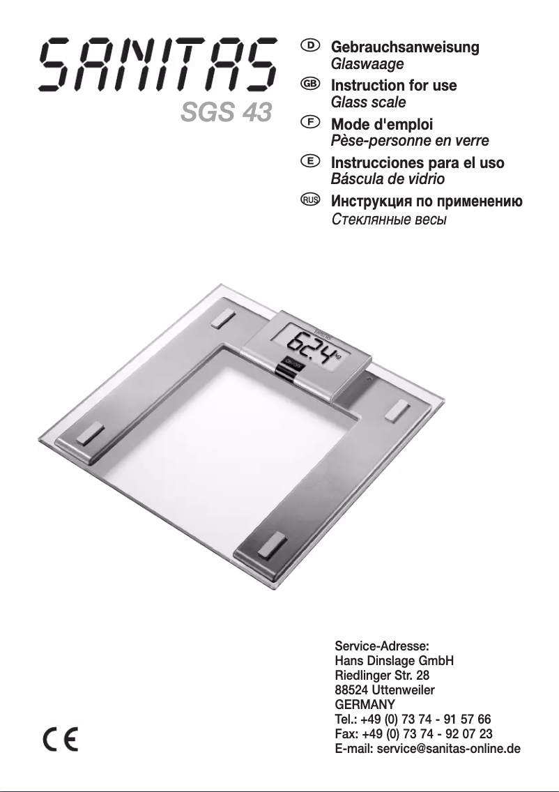 Page n°1 - Manuel utilisateur Sanitas SGS 43
