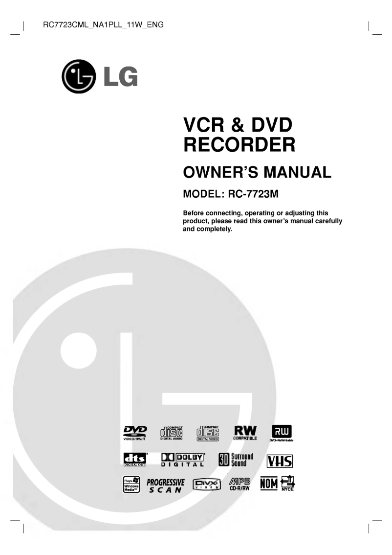 Page n°1 - Manuel utilisateur LG RC7723CML