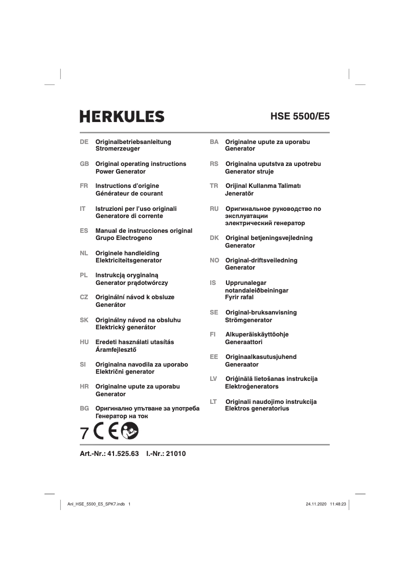 Page 1 de la notice Manuel utilisateur Herkules HSE 5500/E5