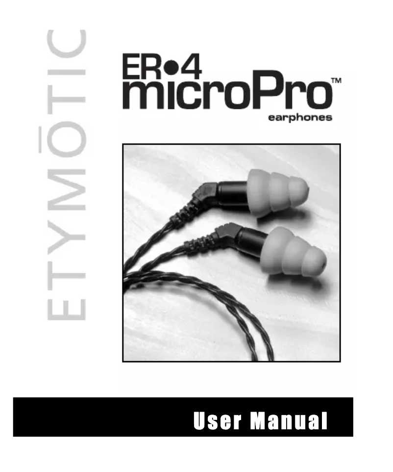 Page 1 de la notice Manuel utilisateur Etymotic Er-4s
