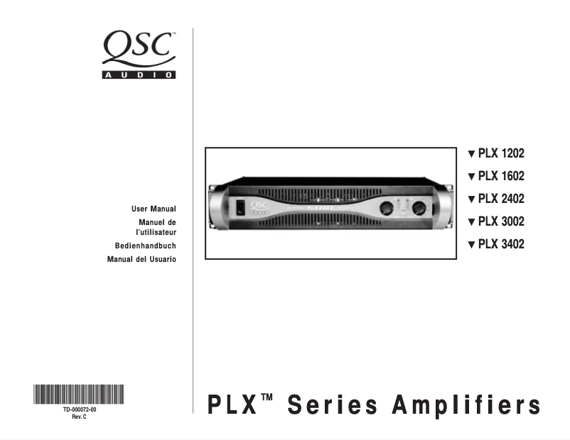 Page n°1 - Manuel utilisateur QSC PLX3002