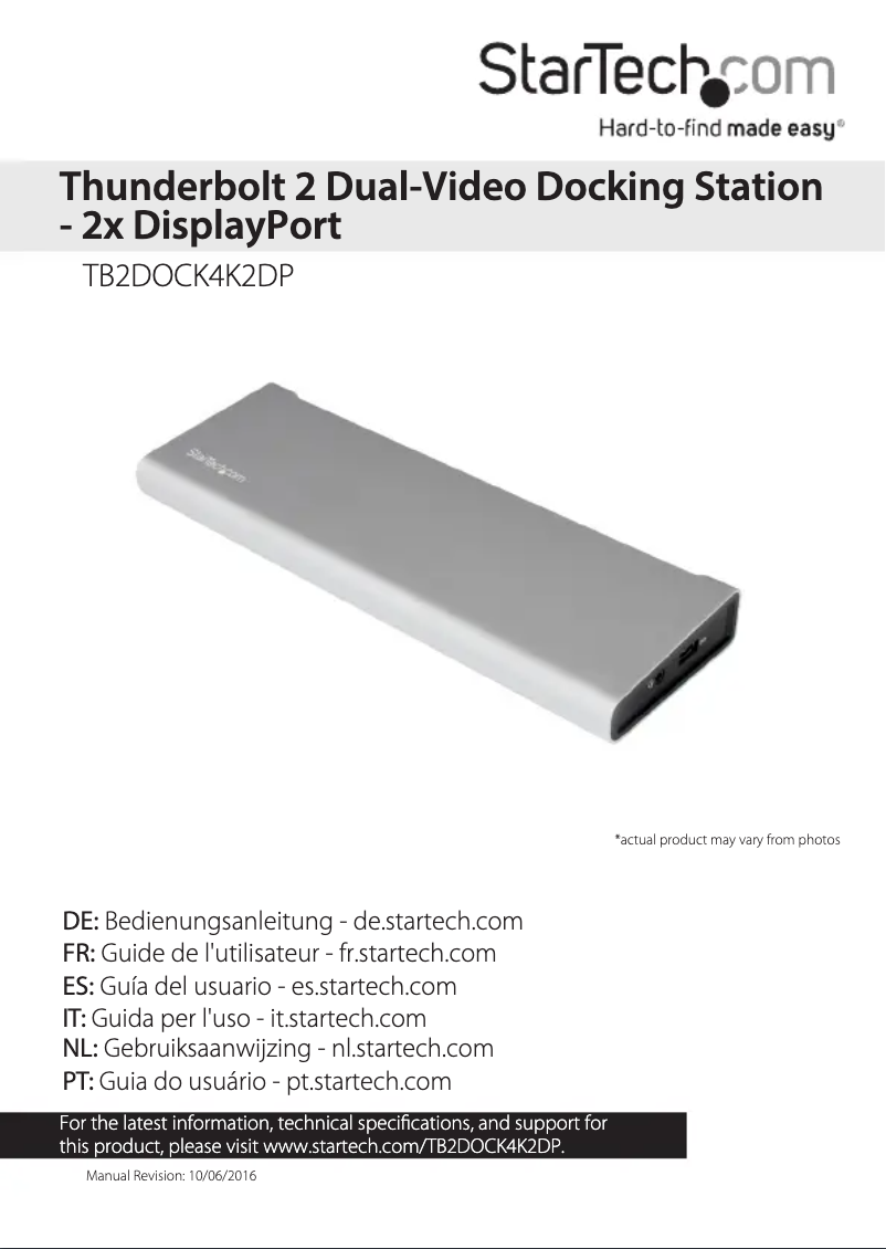 Page n°1 - Manuel utilisateur StarTech.com TB2DOCK4K2DP
