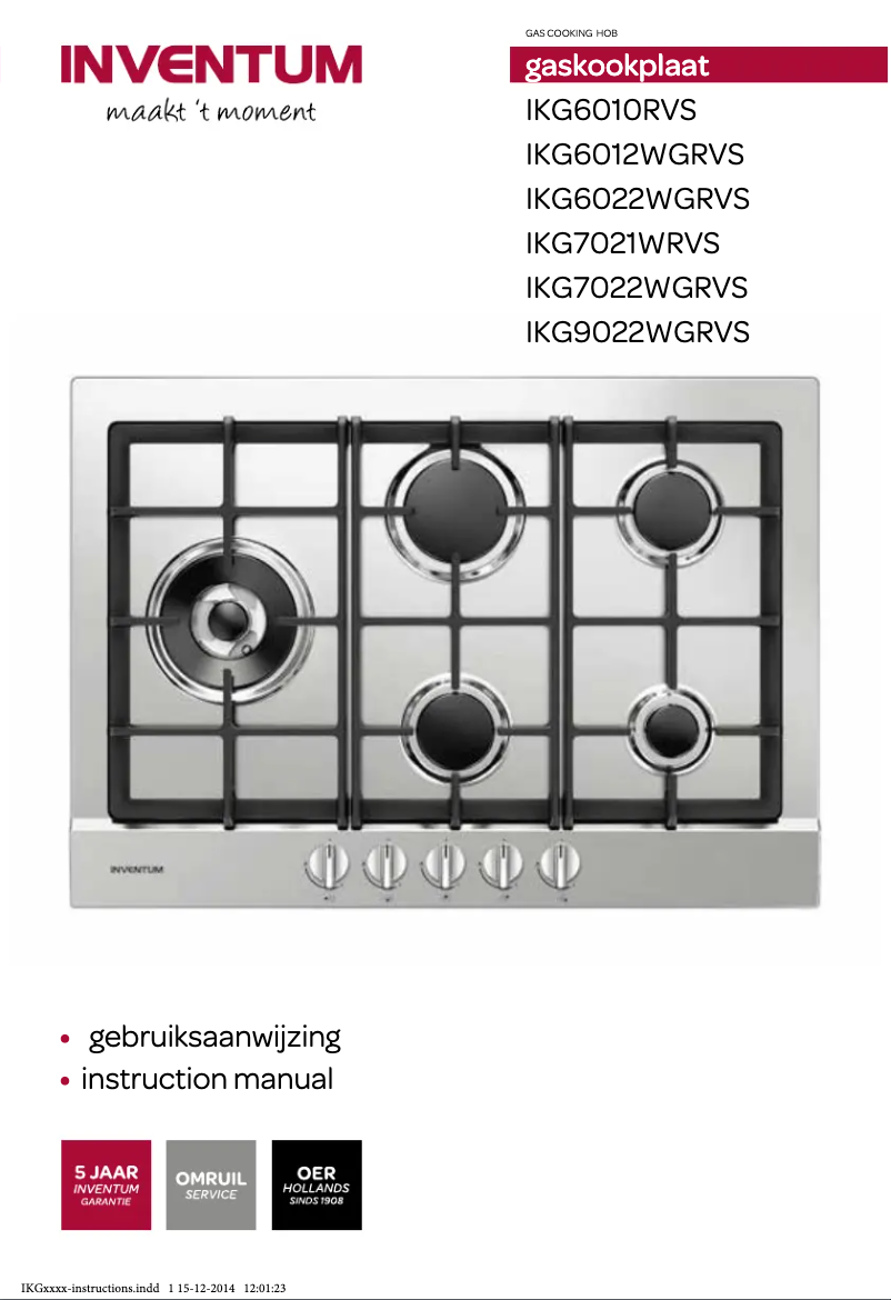 Page 1 de la notice Manuel utilisateur Inventum IKG6022WGRVS