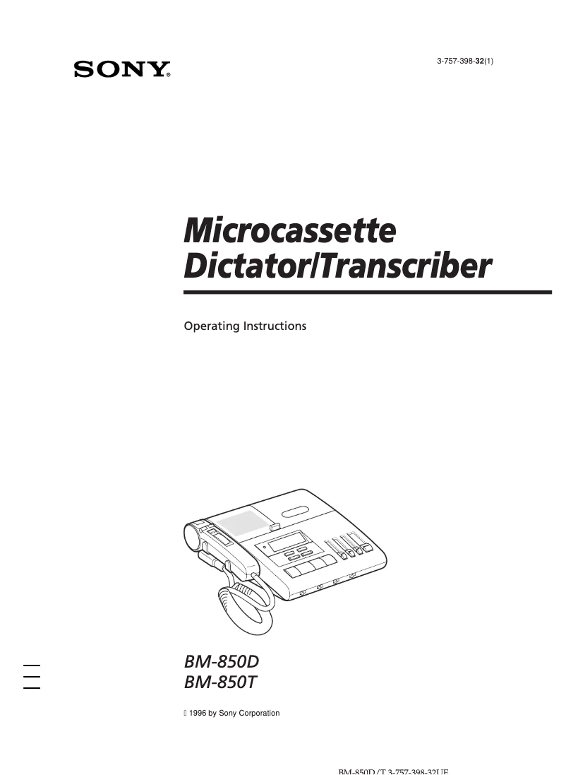Page n°1 - Manuel utilisateur Sony BM-850T