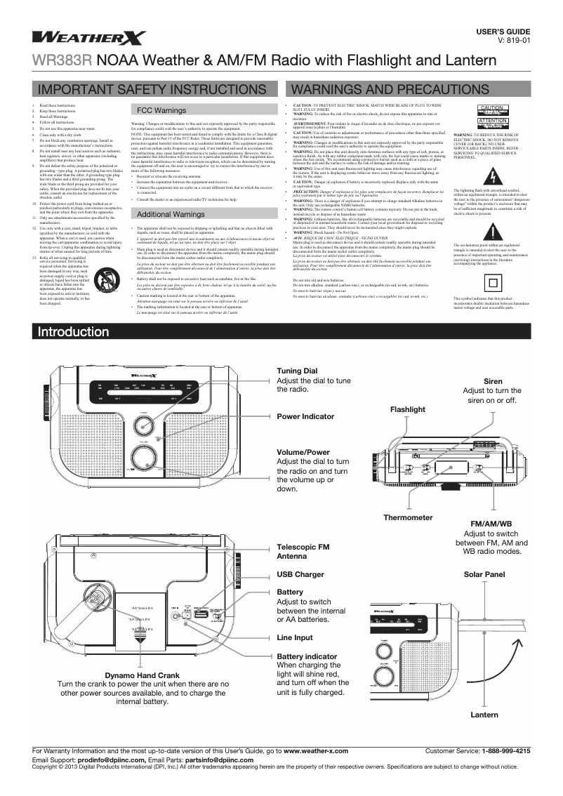 Image de la première page du manuel de l'appareil WR383R