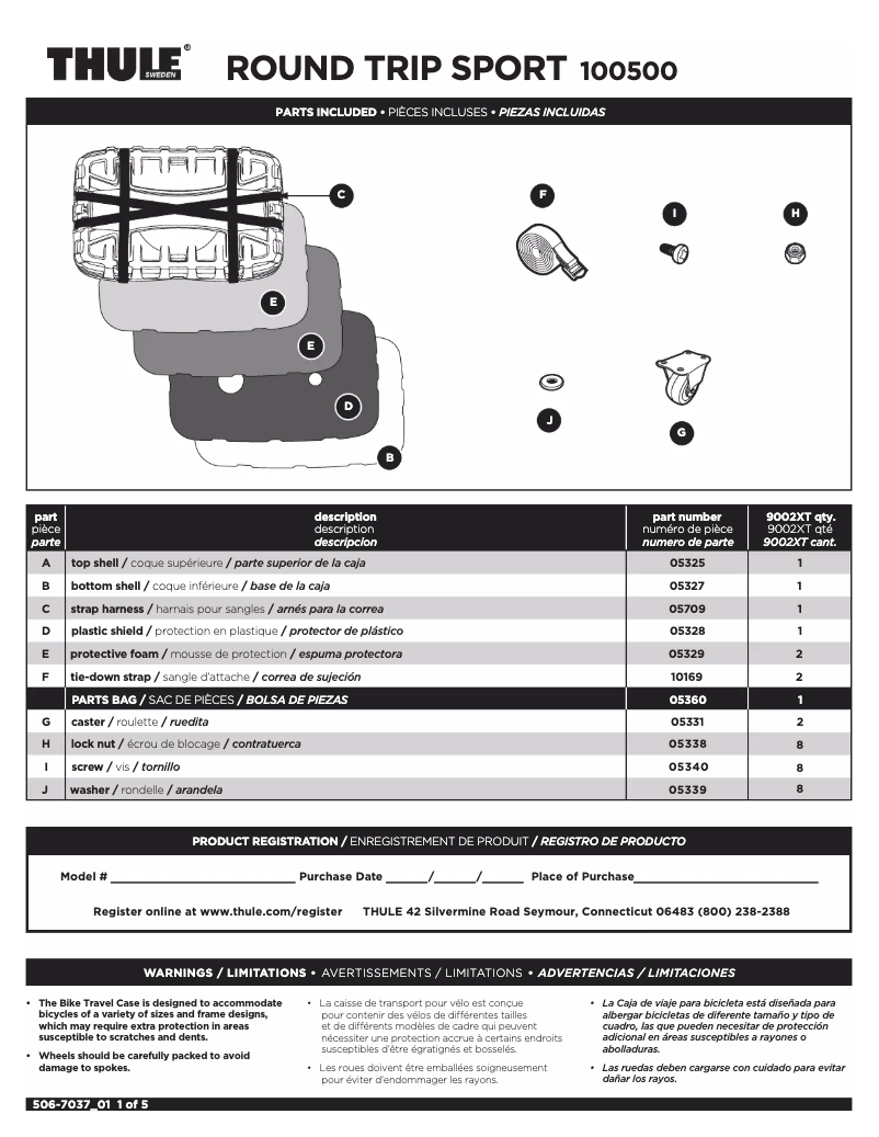 Page 1 de la notice Manuel utilisateur Thule RoundTrip Sport 100500