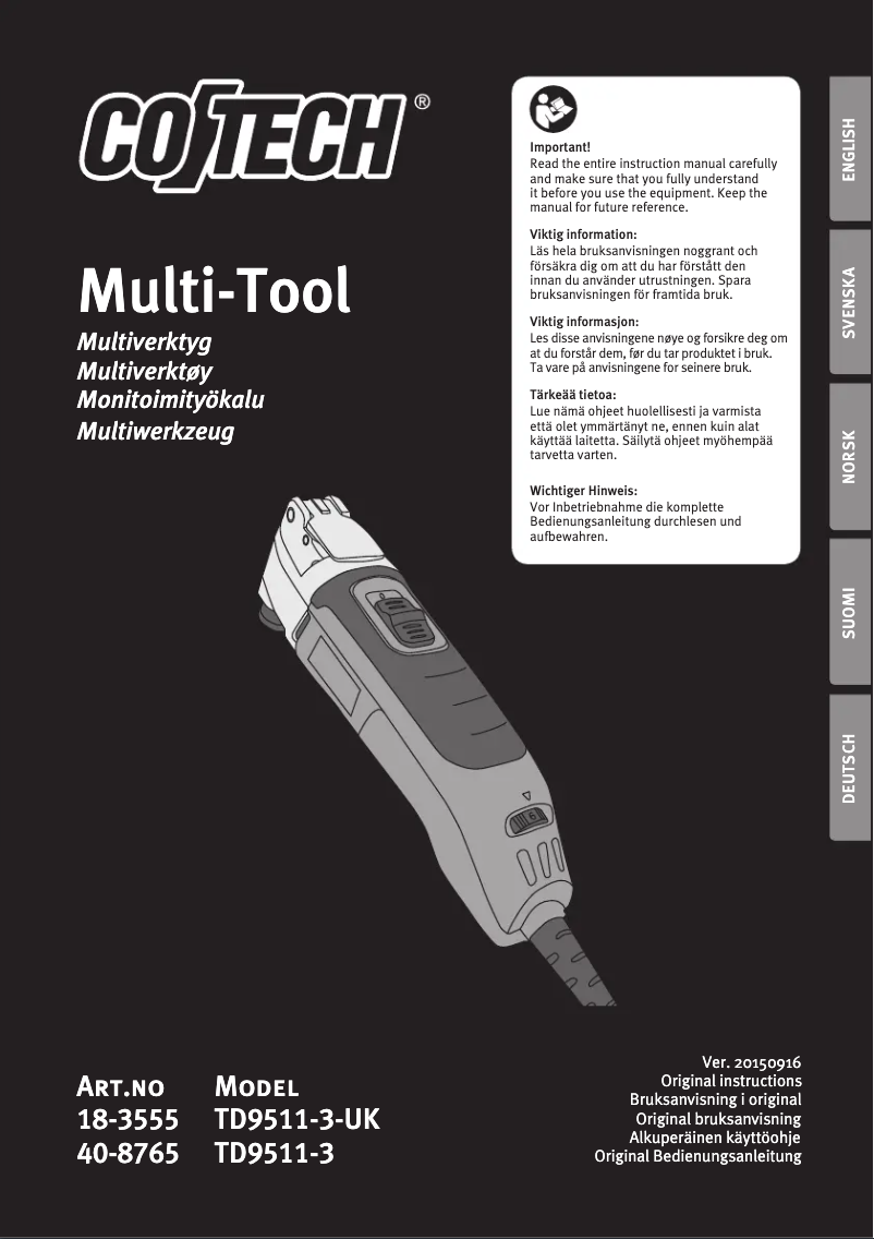 Image de la première page du manuel de l'appareil TD9511-3