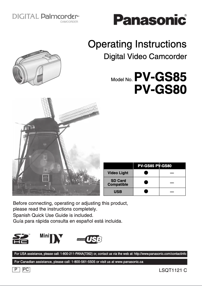 Página 1 del manual Manual de usuario Panasonic Palmcorder PV-GS85