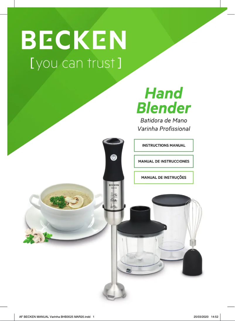 Page 1 de la notice Manuel utilisateur Becken BHB3525