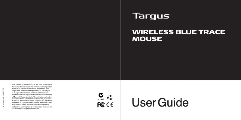 Page 1 de la notice Manuel utilisateur Targus AMW5003EU