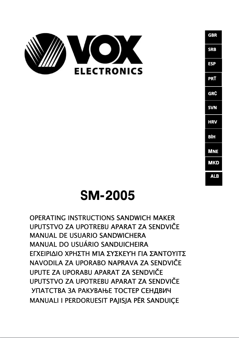 Page 1 de la notice Manuel utilisateur VOX SM2005