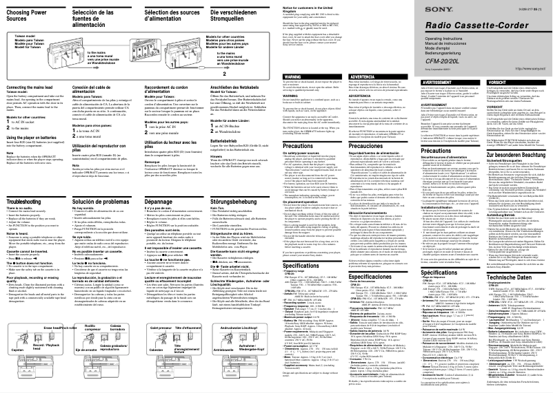 Page n°1 - Manuel utilisateur Sony CFM-20L