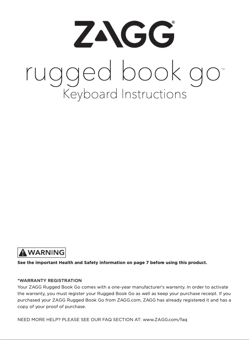 Page n°1 - Manuel utilisateur Zagg Rugged Book Go