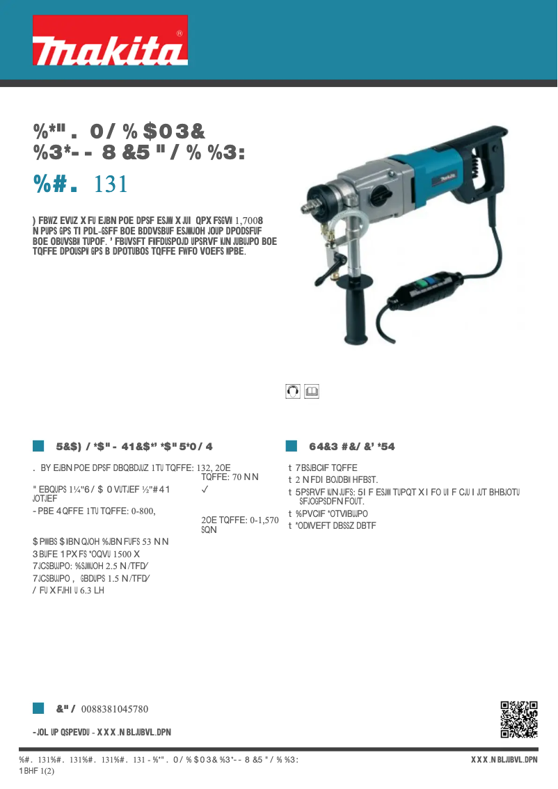 Page 1 de la notice Fiche technique Makita DBM131
