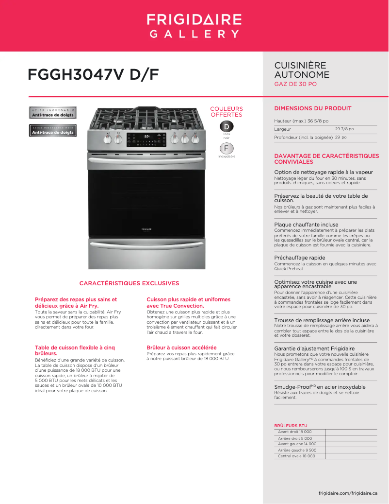 Image de la première page du manuel de l'appareil FGGH3047VD