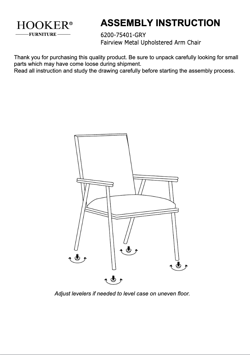 Page 1 de la notice Manuel utilisateur Hooker 6200-75401-GRY