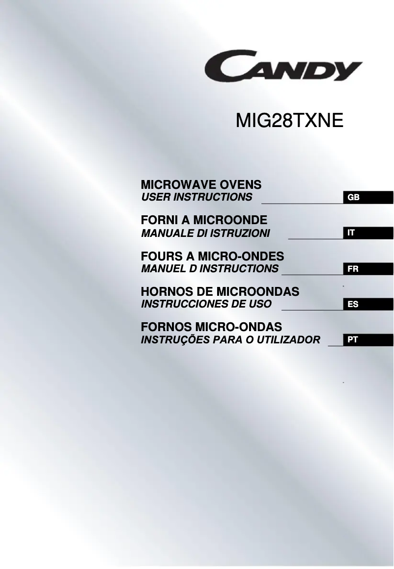 Page 1 de la notice Manuel utilisateur Candy MIG28TXNE