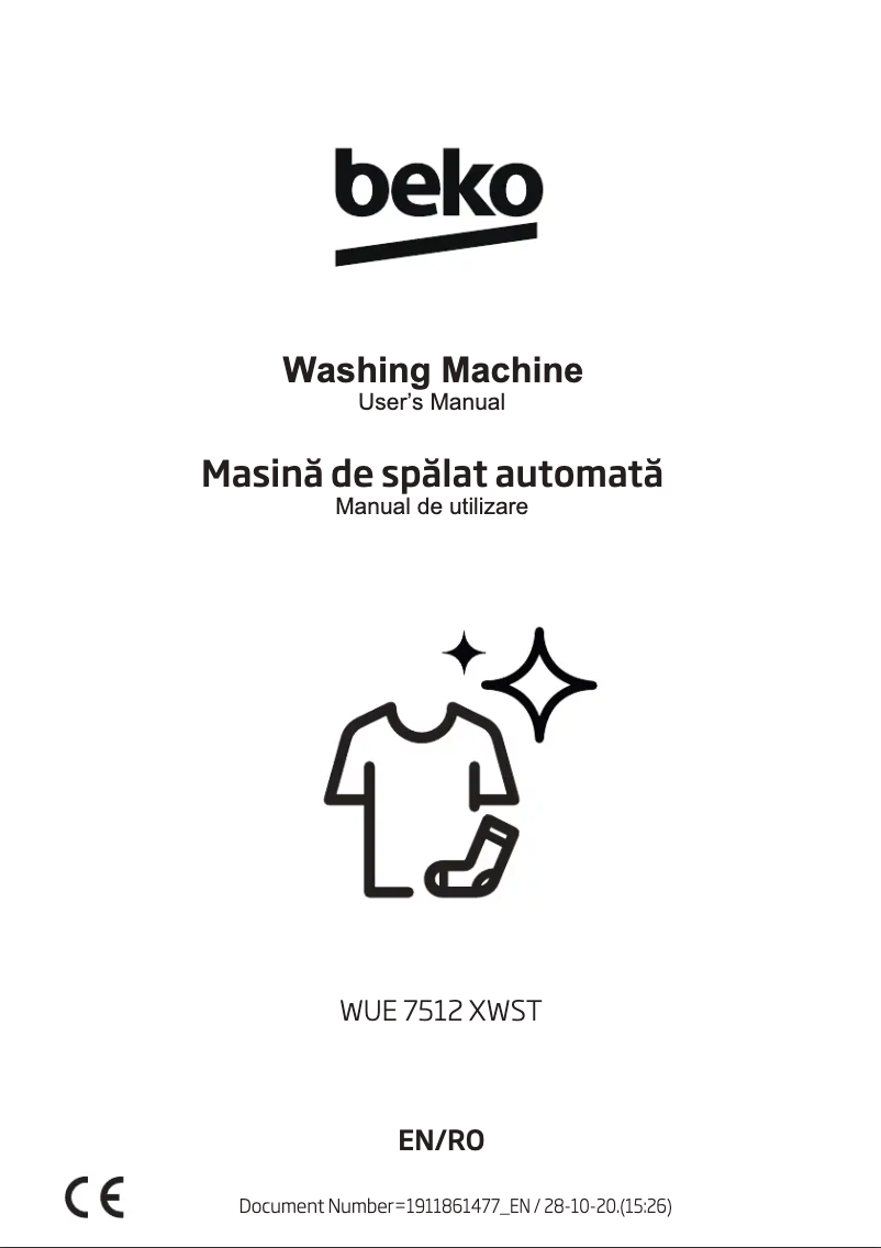 Page 1 de la notice Manuel utilisateur Beko WUE7512XWST