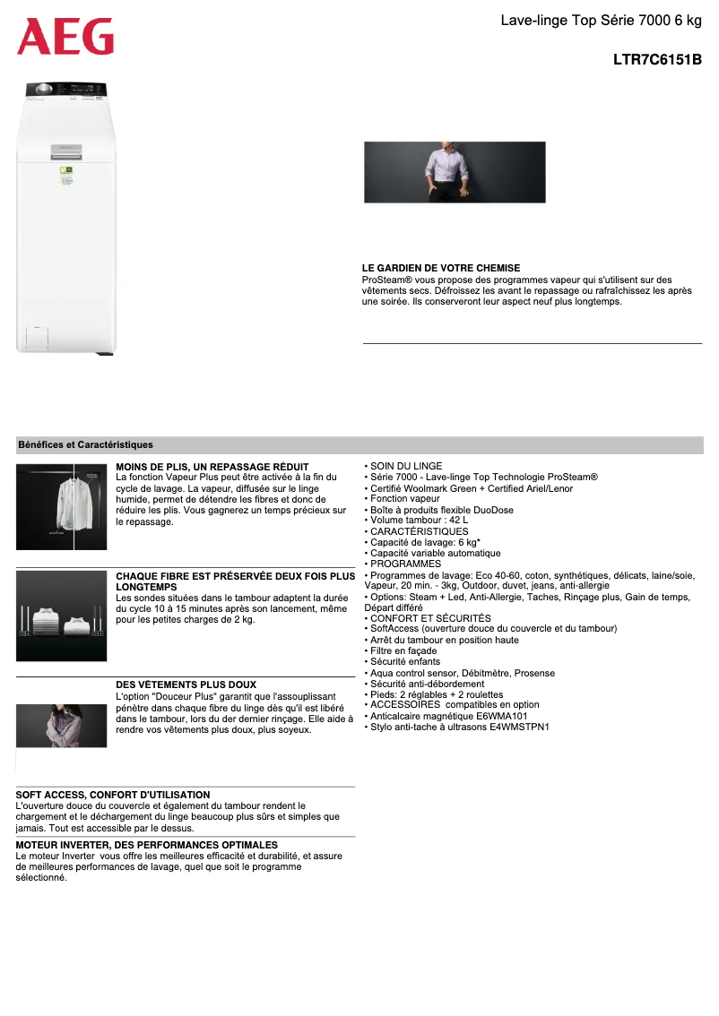 Página 1 del manual Ficha técnica AEG LTR7C6151B