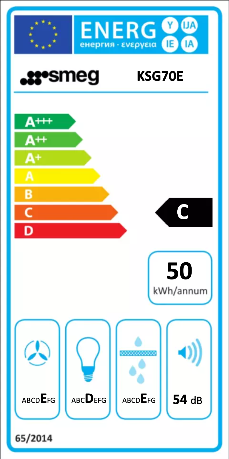 Page n°1 - Label énergétique Smeg KSG70E