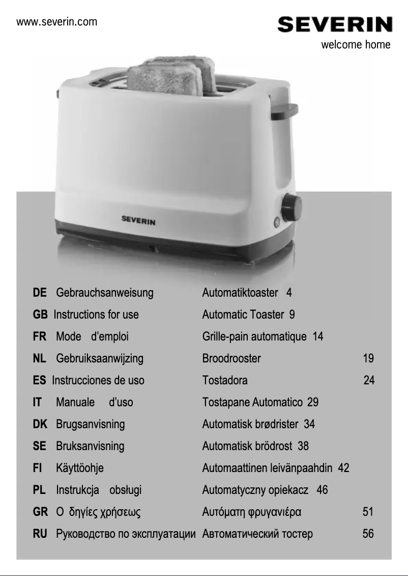 Page n°1 - Manuel utilisateur Severin AT 2289