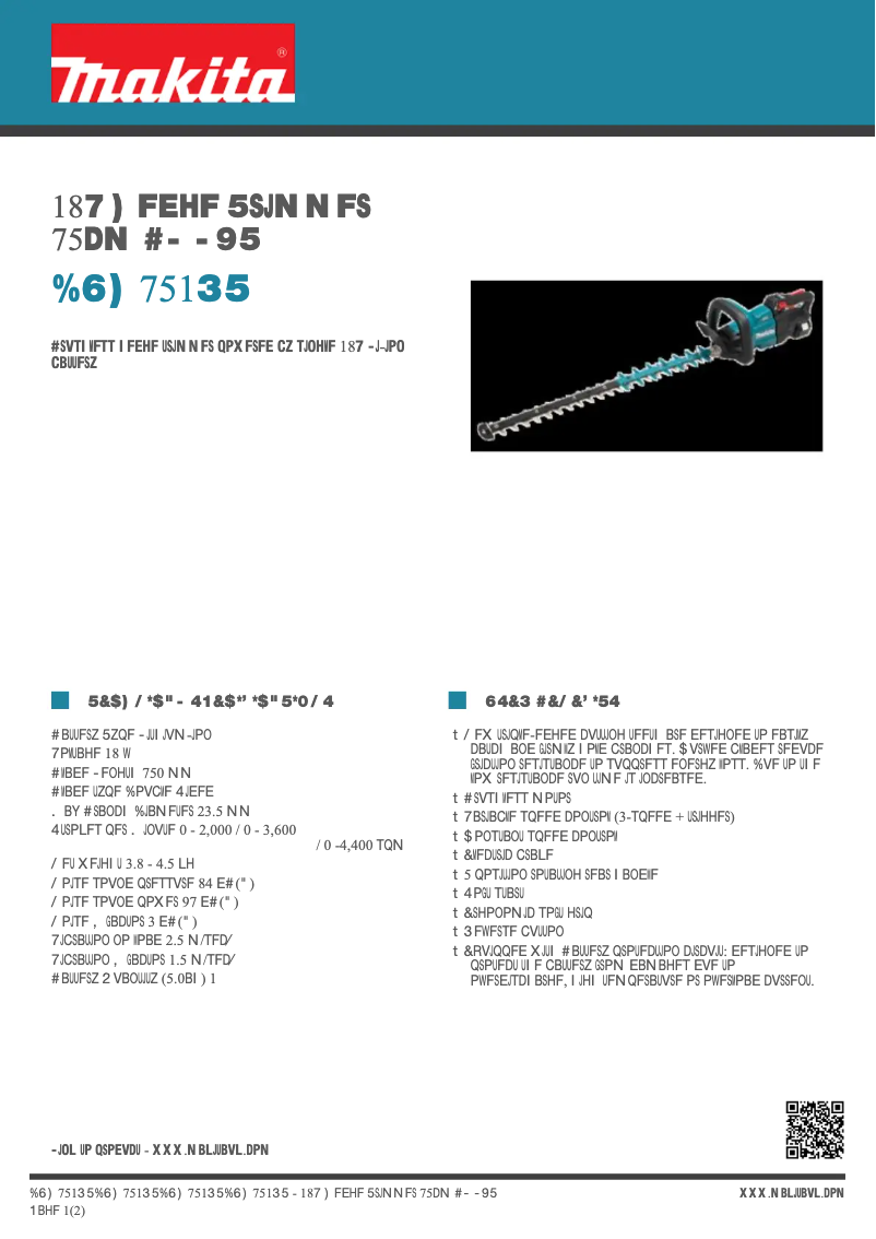 Page n°1 - Fiche technique Makita DUH751RT