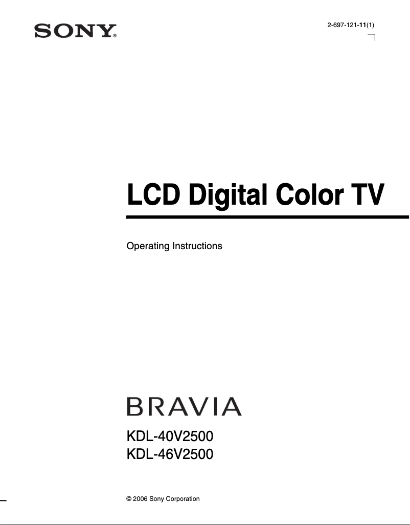 Page 1 de la notice Manuel utilisateur Sony Bravia KDL-40V2500