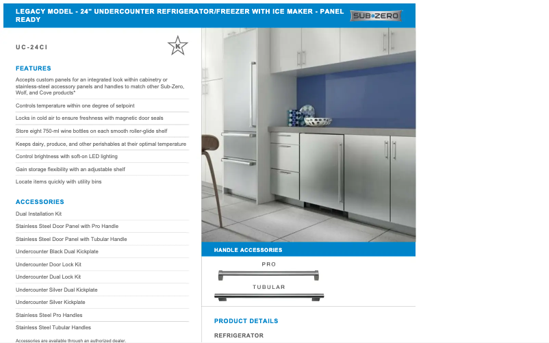 Page n°1 - Manuel utilisateur Sub-Zero UC-24CI