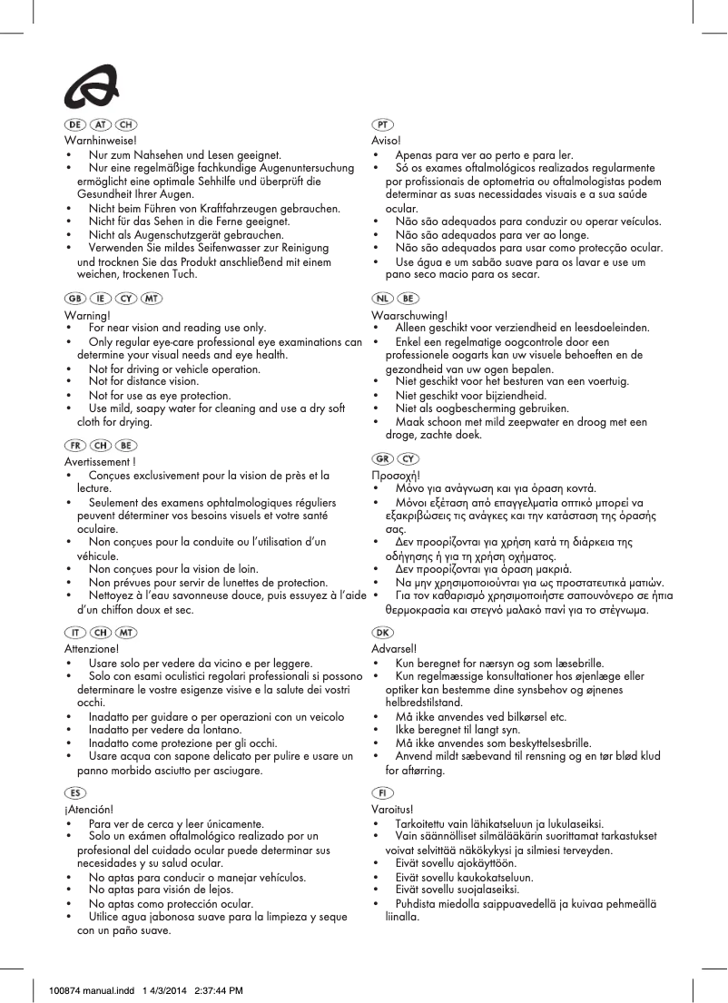 Page 1 de la notice Manuel utilisateur Auriol IAN 100874