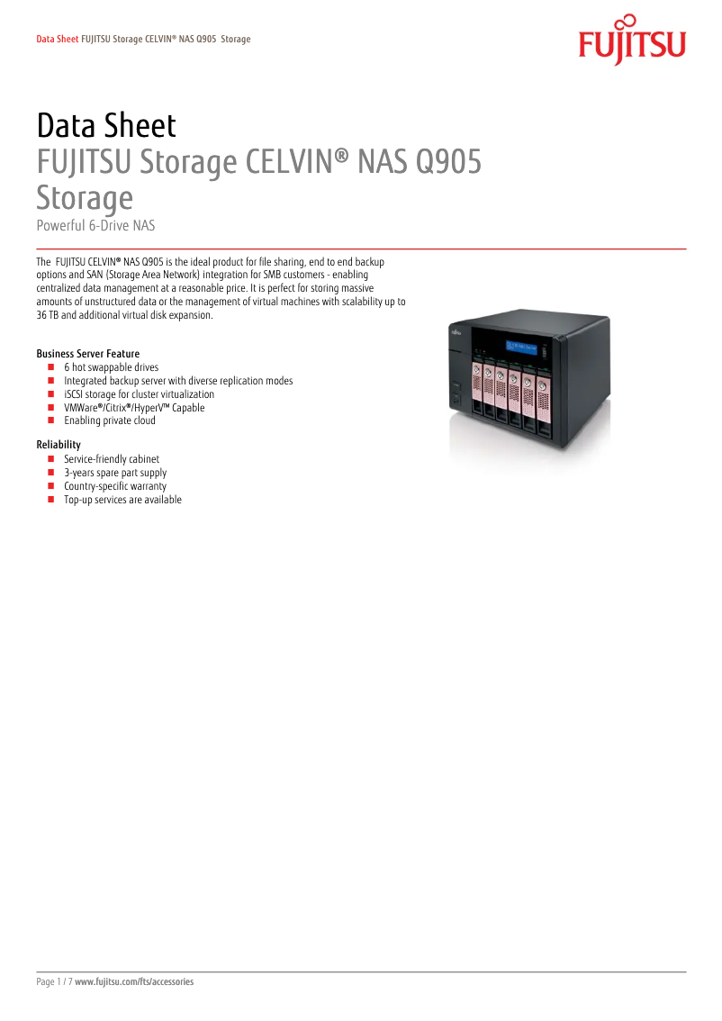 Page n°1 - Manuel utilisateur Fujitsu CELVIN NAS Q905