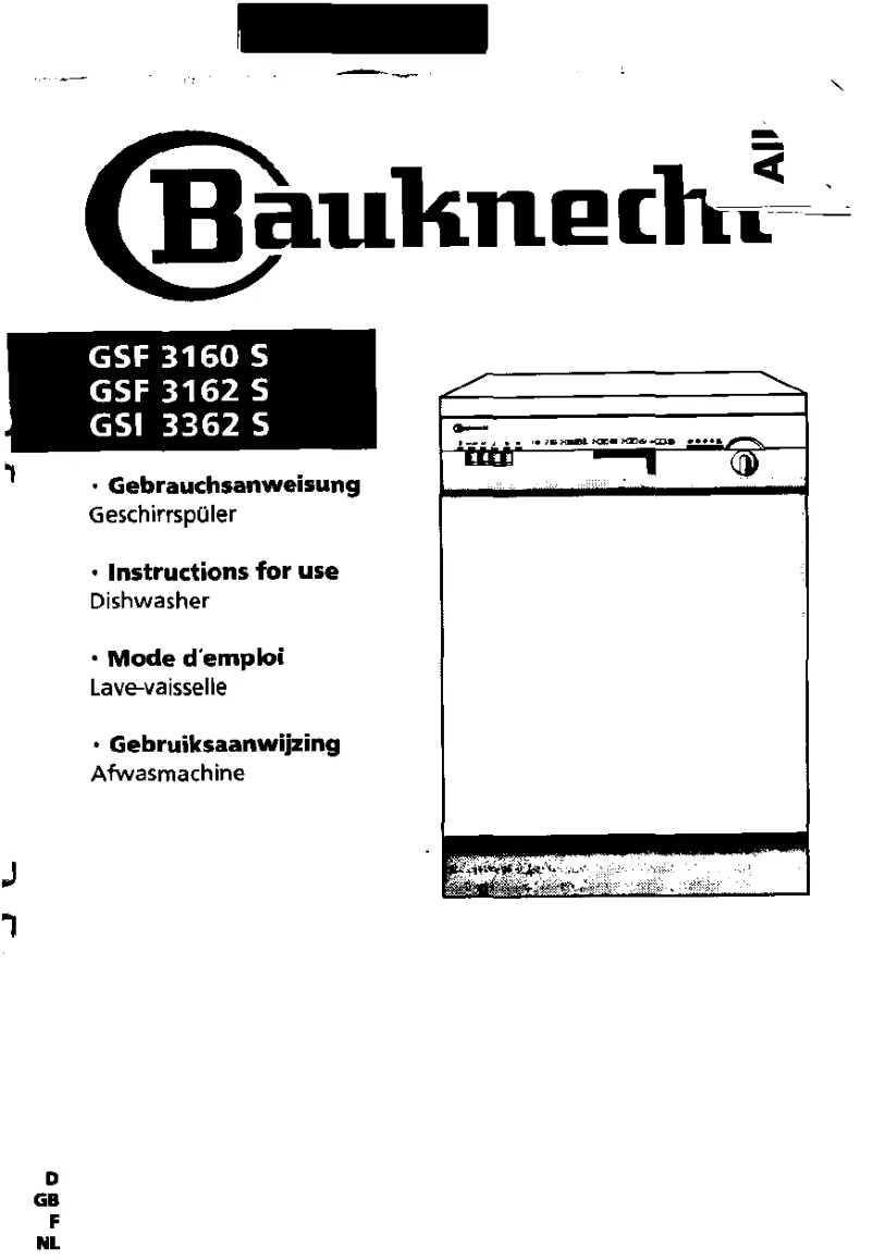 Page n°1 - Manuel utilisateur Bauknecht GSF 3160 S