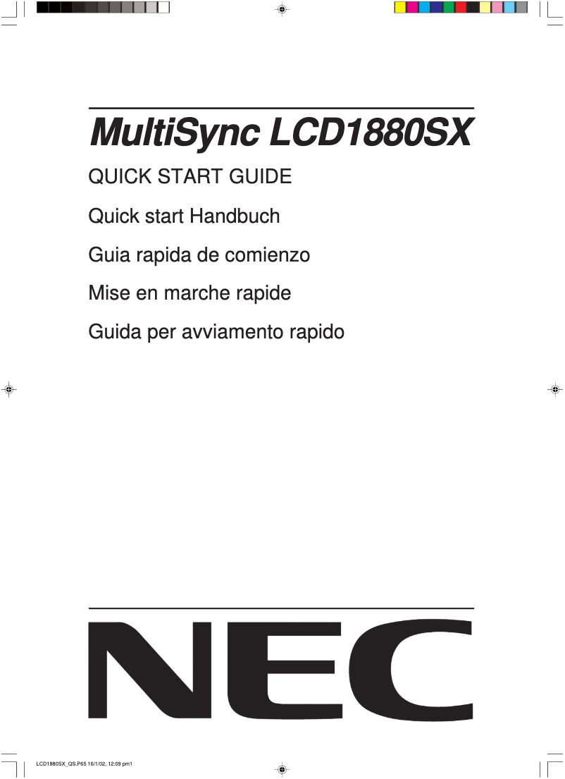 Página 1 del manual Manual de usuario NEC MultiSync LCD1880SXBK