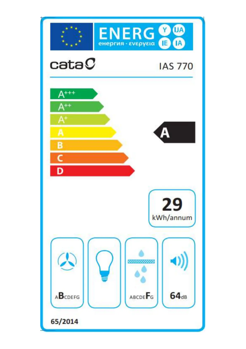 Page 1 de la notice Label énergétique CATA IAS 770