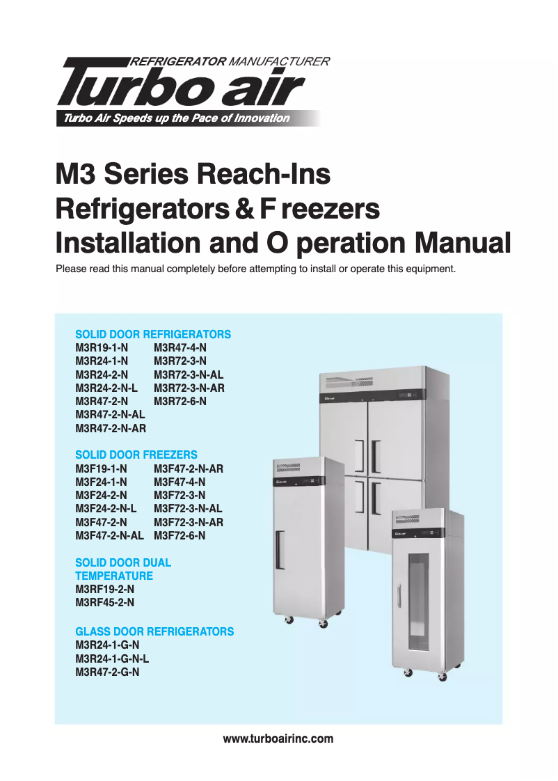Page 1 de la notice Guide d'installation Turbo air M3R72-3