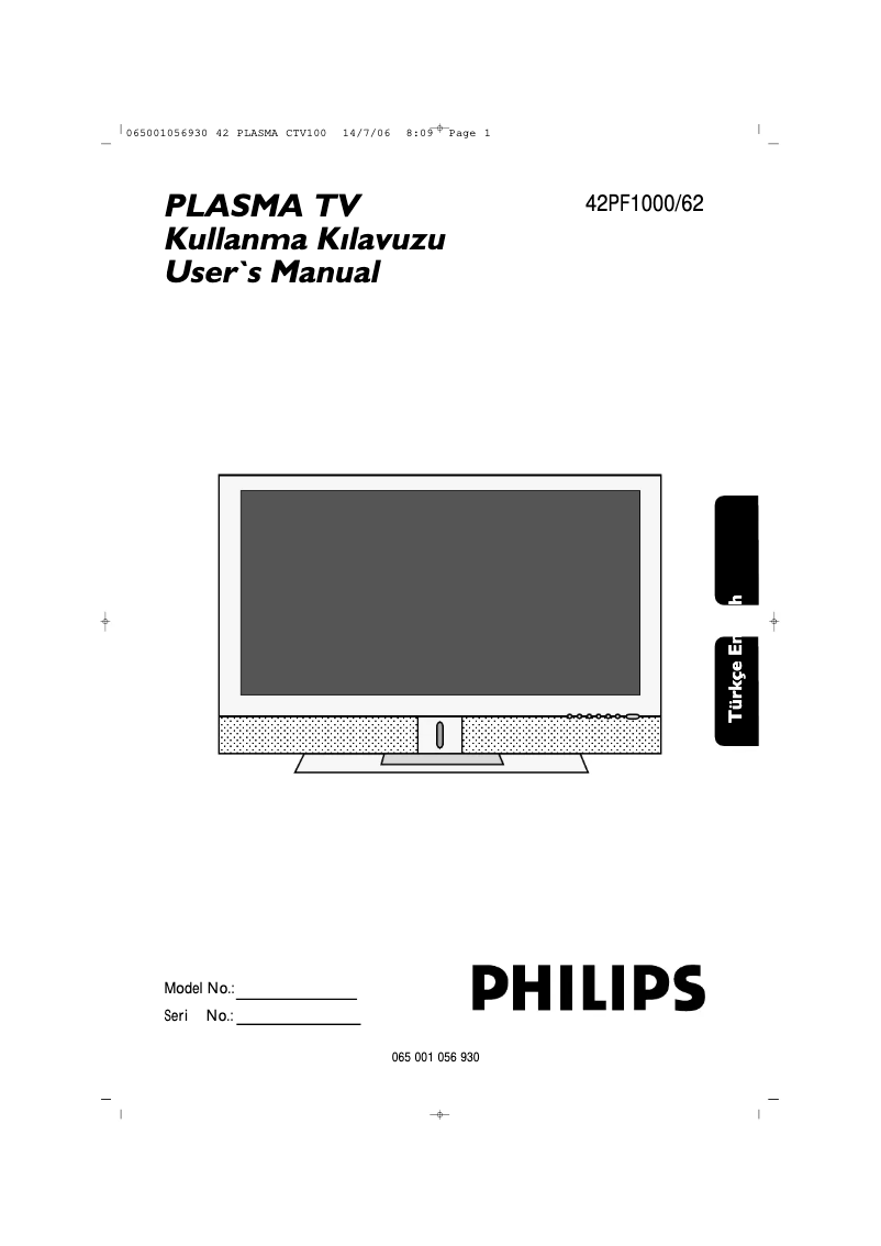 Page 1 de la notice Manuel utilisateur Philips 42PF1000