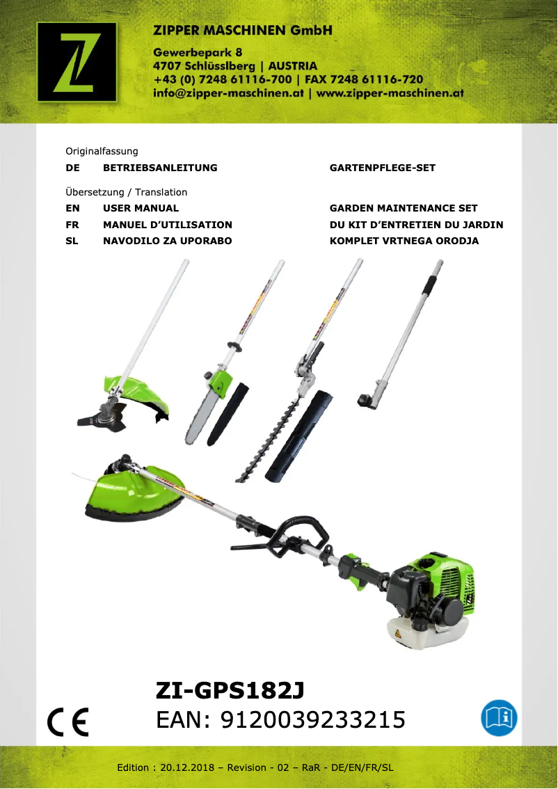 Page 1 de la notice Manuel utilisateur Zipper ZI-GPS182J