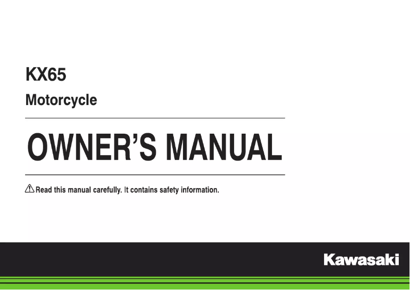Page 1 de la notice Manuel utilisateur Kawasaki KX65 (2018)