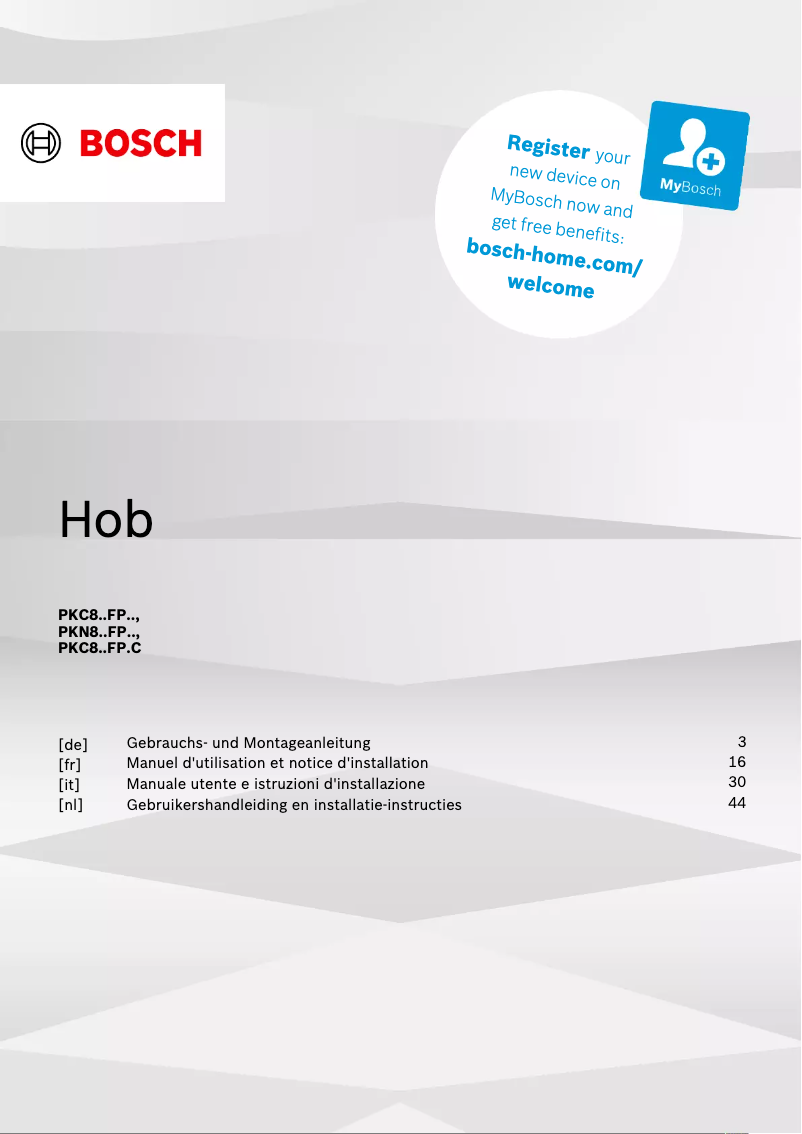 Página 1 del manual Manual de usuario Bosch PKC845FP1D