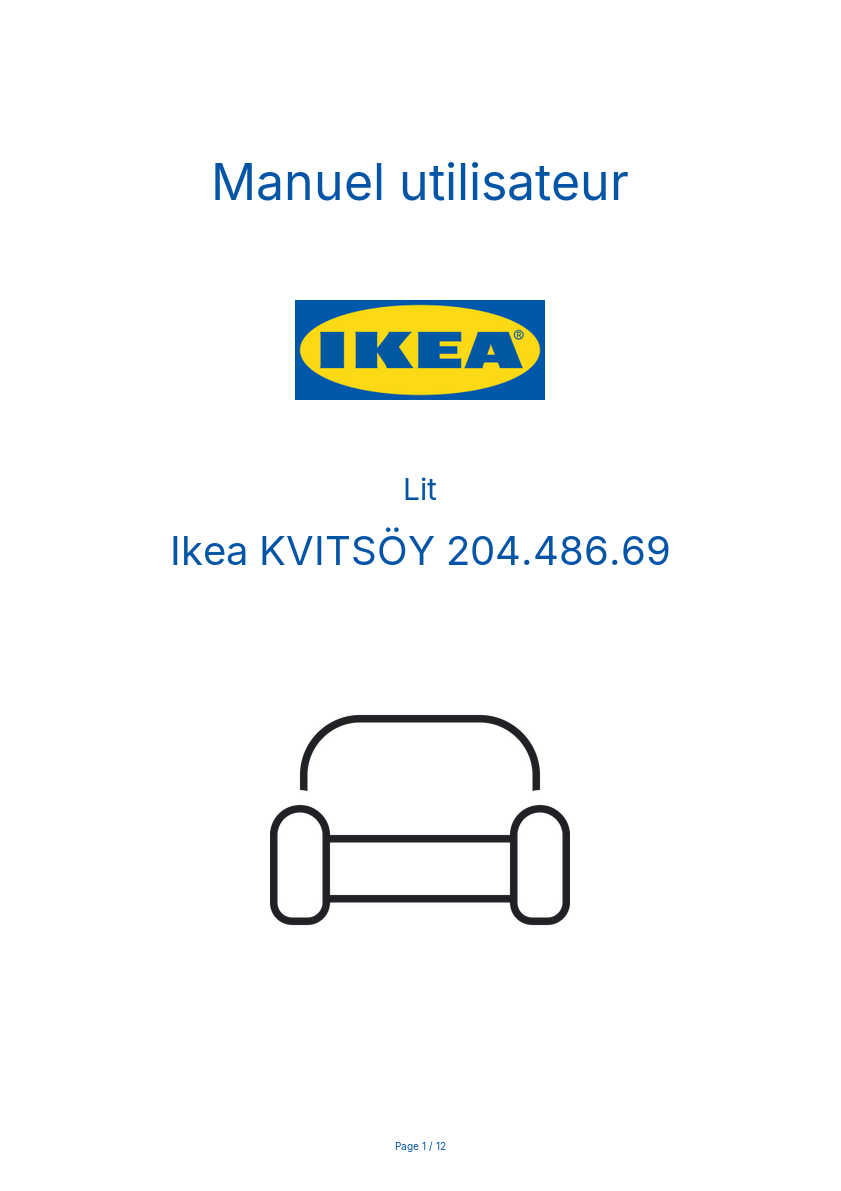 Page 1 de la notice Manuel utilisateur Ikea KVITSÖY 204.486.69