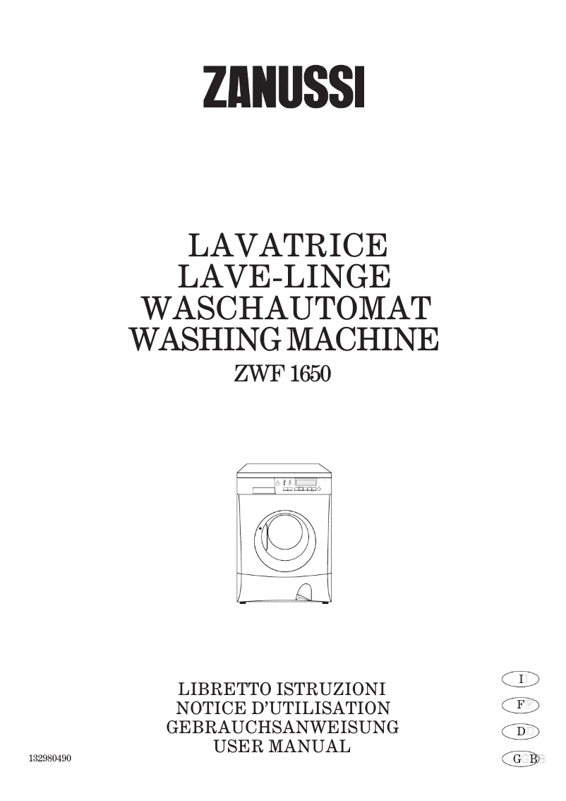 Page 1 de la notice Manuel utilisateur Zanussi ZWF1650
